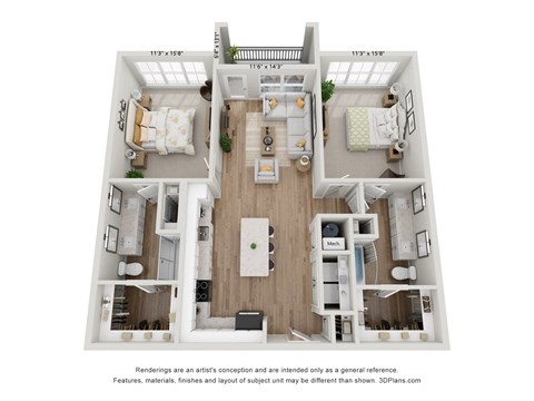 bedroom floor plan | luxury apartments in towson md | the southerly